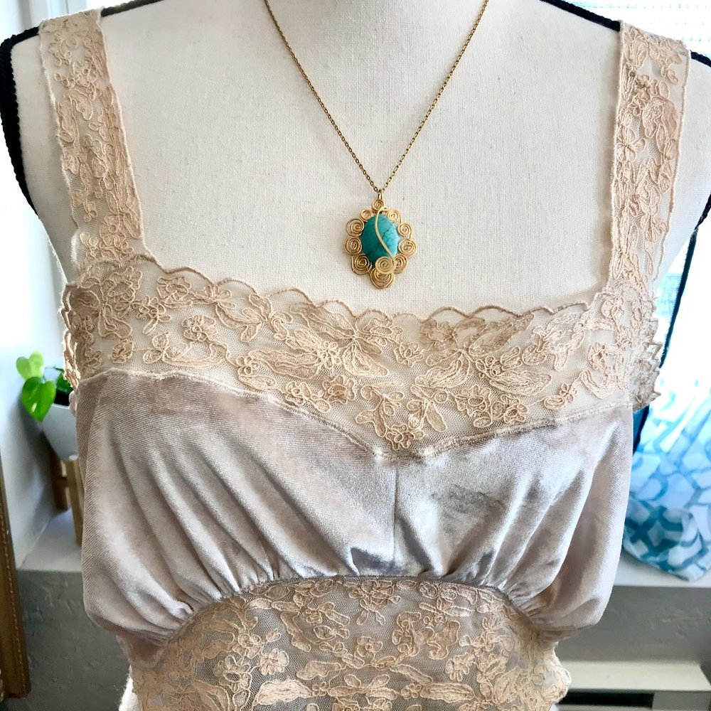 Top Shop Lace and Velvet Crop Cami Top Size 10